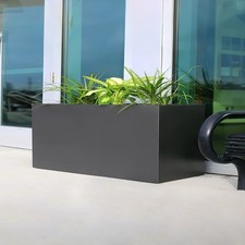 Black Cube Metal Planter Garden Large Steel Zinc Plant Flower Pot Indoor Outdoor