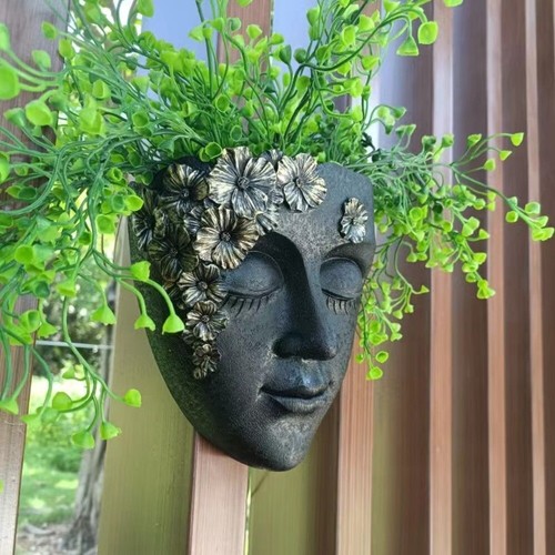 Head wall planter resin - planter, face