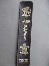 Leather BOOKMARK WALES Welsh Dragon Daffodil Prince of Wales F Embossed BROWN