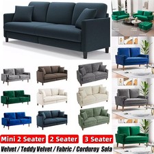 2/3 Seater Teddy Velvet Sofa with 2 Pillows Modern Couch Love Seat Settee Home