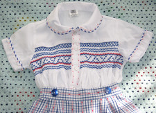 Smocked romper smart white - smocked,