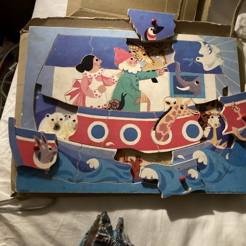 Vintage noah ark wooden - wooden, tray