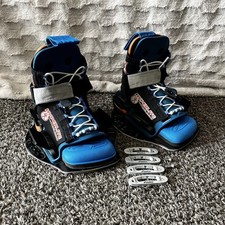 Hyperlite Belmont Option 2 Wakeboard Bindings Boots - Blue Orange - Size Medium