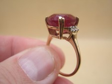 Vintage 9 karat Hallmarked Gold Cocktail Ring Ruby & White Topaz Size N 1/2