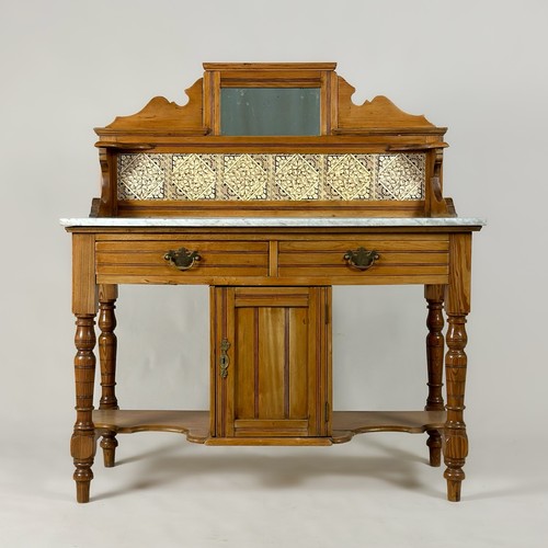 Victoria pine tiled washstand - pine,