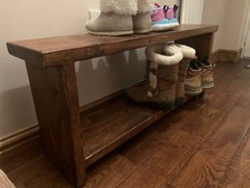 1 Solid Wooden Shoe Storage Bench | Shoe Rack | Chunky Solid Wood | Hand Made | 