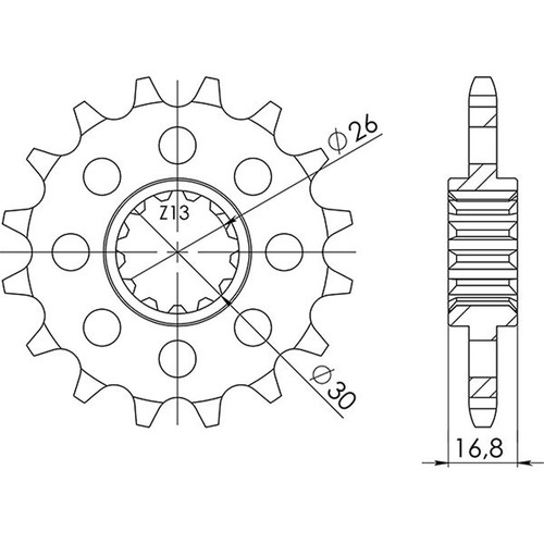 Pitch sprocket 525 z 16 - -,