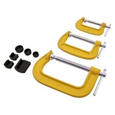 3pc G-Clamp Set 2" 3" 4" inc. Soft Jaw Pads 50mm 75mm 100mm Woodworking G Clamps