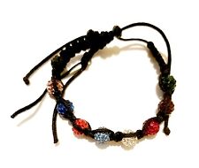 BIJOUX tiny crystal beaded bracelet with black chord adjustable pull string