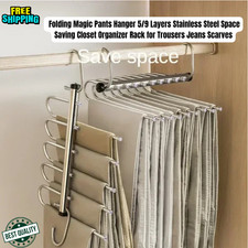 Folding Pants Hanger 5/9 Layers Stainless Steel Space Saving Closet organizer