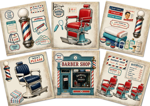 Vintage barber shop card - vintage,