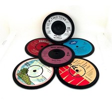 60-70-80s, Quality Handcrafted Vinyl Record Coaster, Retro Music, Set Of 6
