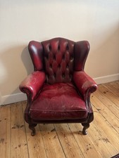 Chesterfield Real Leather Antique Oxblood High Back Chair 