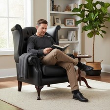 Armchair Black Italian Leather