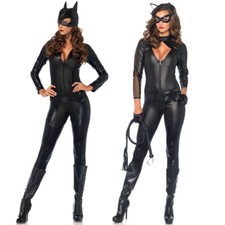 Halloween Women Cat  One Piece Suit Catwoman Uniform Costume Cosplay black