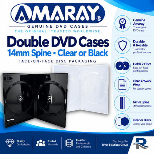 Amaray double dvd cases 14mm - double,
