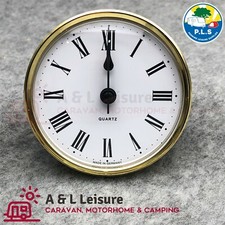 Caravan, Motorhome - CLOCK - 72mm Round Brass Surround - QUARTZ - ME505