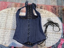 Ladies Steel Boned Blue Denim