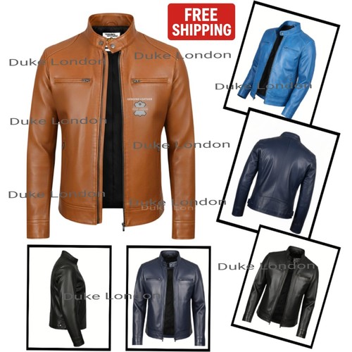 Men leather jacket cafe - leather,
