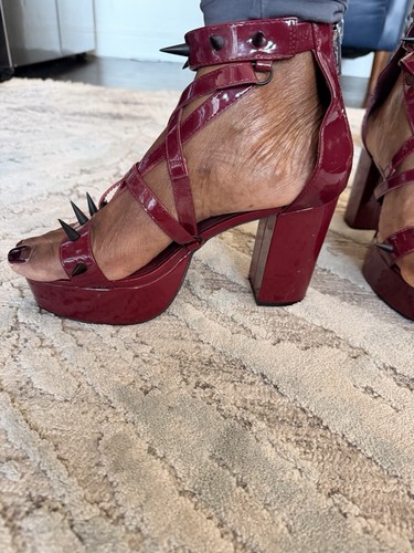 Shiny burgundy heels with - burgundy,