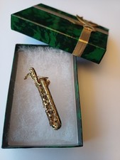 Gold Plate Bariton Saxophone Pin Brooch Future Primitive Vintage USA