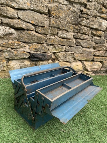Vintage blue metal cantilever - metal,