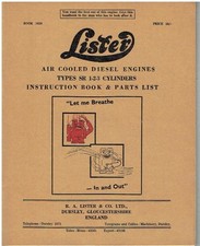 LISTER SR1 SR2 SR3 DIESEL ENGINE ORIG. 1964 INSTRUCTION BOOK & PARTS LIST *VGC*