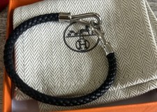 HERMES Leather Bracelet Black
