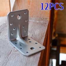 Galvanised Steel Corner Angle Brackets Metal Heavy Duty Braces L - Pack of 12