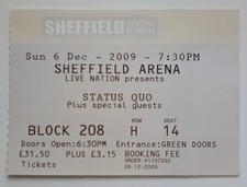 STATUS QUO CONCERT TICKET STUB