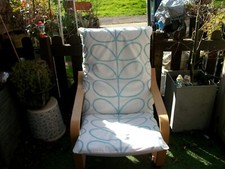 Handmade COVER for IKEA ALME poang chair @ ORLA KIELY  L DUCK EGG LINEAR STEMS 1