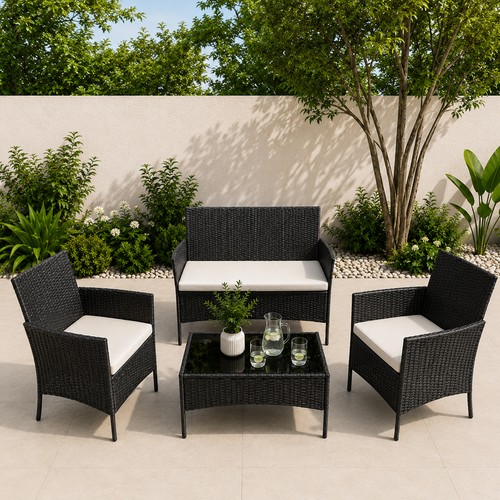Rattan loveseat sofa set - loveseat,