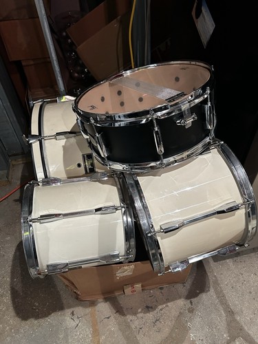 Vintage drum set white marine - drum,