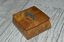ANTIQUE Russian Karelian Birch case box silver faberge casket Christian wedding