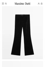 BNWT Massimo Dutti Black Skinny flare fit velvet trousers UK size 14