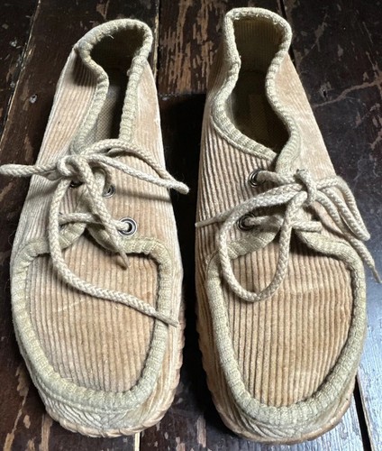Vtg 70s beige jumbo - cord, lace