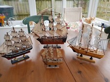 4 Vintage Wooden Model Sailing Ships
