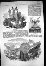 Old 1854 Chateau Pau Eaux Bonnes Pyrenees Mountains Cradle King Henry Victorian
