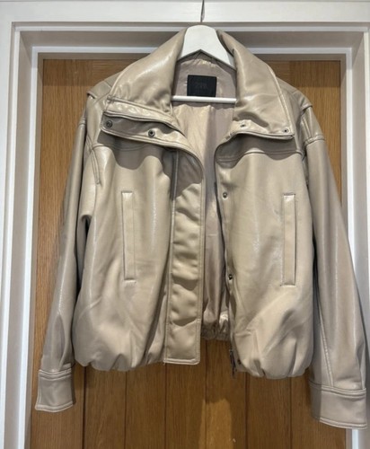 Zara leather bomber stone - bomber, in