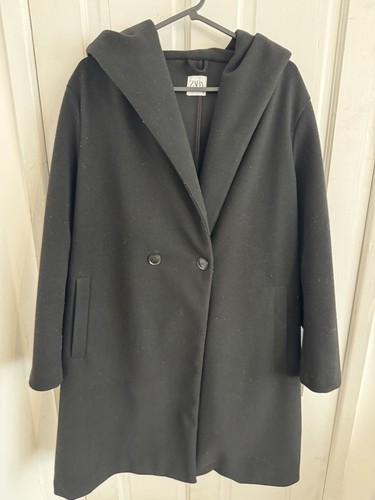 Zara women black hooded - black,