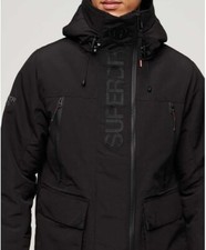 Superdry Ultimate SD Windcheater Windbreaker Jacket Black Hooded Embroidered -