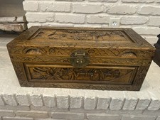ORIENTAL BEAUTIFUL VINTAGE HAND CARVED Camphor Wood ORNATE TRUNK/CHEST