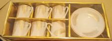 Turkish Coffee Cup Set of 6 with Saucers, Ceramic Gold, Bnwt