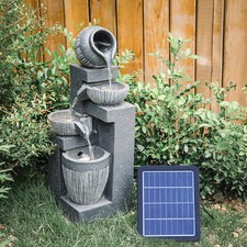 In/Outdoor Water Fountain Feature LED Lights Garden Statues Decor Solar ECO NEW