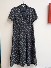 The Kooples Navy Bloom Floral Short-Sleeve V-Neck Chiffon Dress - Size 3