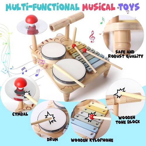 Wooden xylophone drum set - set, –