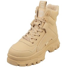 Buffalo Venom Mid Vegan Womens Ankle Boots in Cream