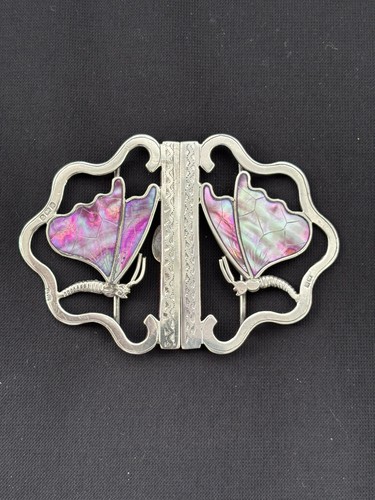 Silver enamel nurses belt - enamel,