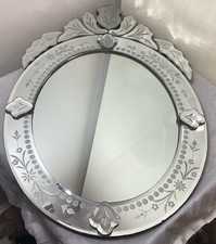 Vintage Venetian Style Mirror Etched Glass Frame
