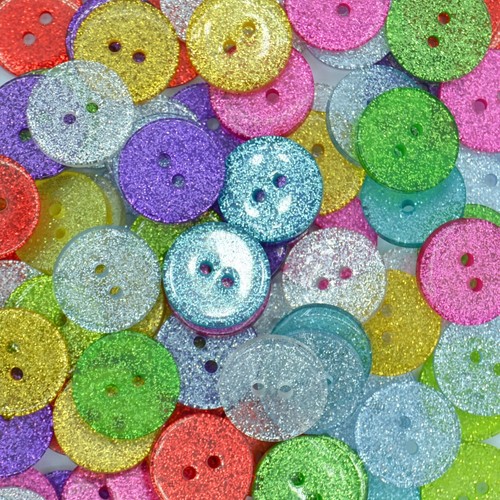 Round glitter buttons single - glitter,